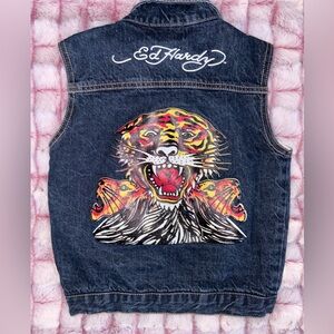 Ed Hardy Dark Blue Denim Jean Zip Vest Toddler 4
